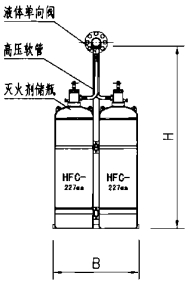 双排钢瓶侧视图