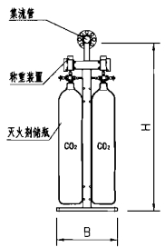 双排钢瓶侧视图