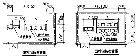 外贮压式七氟丙烷灭火系统储瓶间布置图