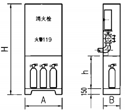 落地型带灭火器箱组合式消防柜外形图