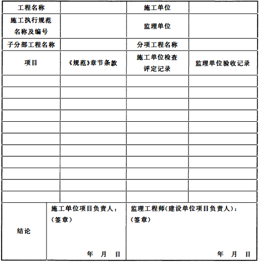 表C.0.1 消防给水及消火栓系统施工过程质量检查记录