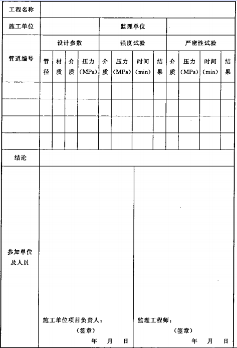 表B.0.2-5 管道冲洗记录