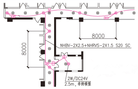 消防应急灯具平面布置示意图