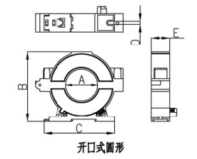 剩余电流互感器外形尺寸图（开口式圆形）